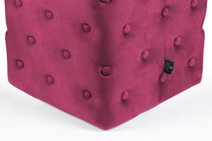 Pouf poggiapiedi quadrato, pouf divano in velluto bordeaux mod.Otto