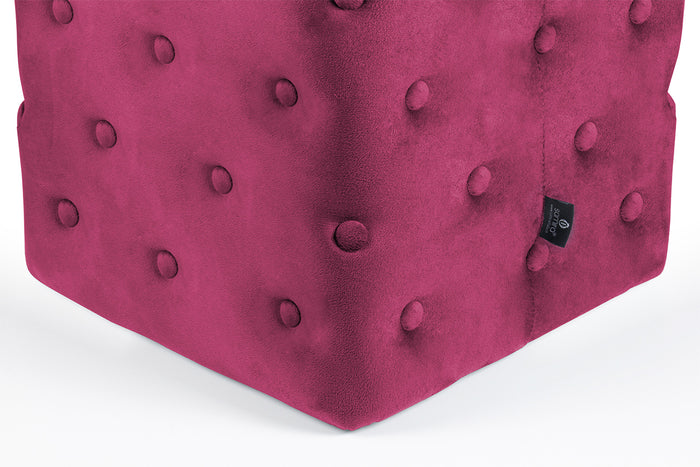 Pouf poggiapiedi quadrato, pouf divano in velluto bordeaux mod.Otto