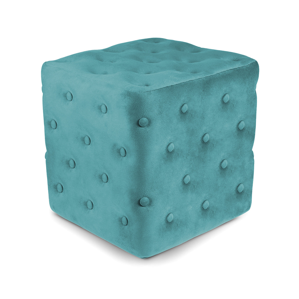 Pouf poggiapiedi quadrato, pouf divano in velluto verde petrolio mod.Otto
