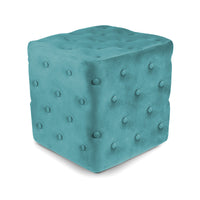 Pouf poggiapiedi quadrato, pouf divano in velluto verde petrolio mod.Otto