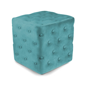 Pouf poggiapiedi quadrato, pouf divano in velluto verde petrolio mod.Otto