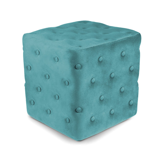 Pouf poggiapiedi quadrato, pouf divano in velluto verde petrolio mod.Otto