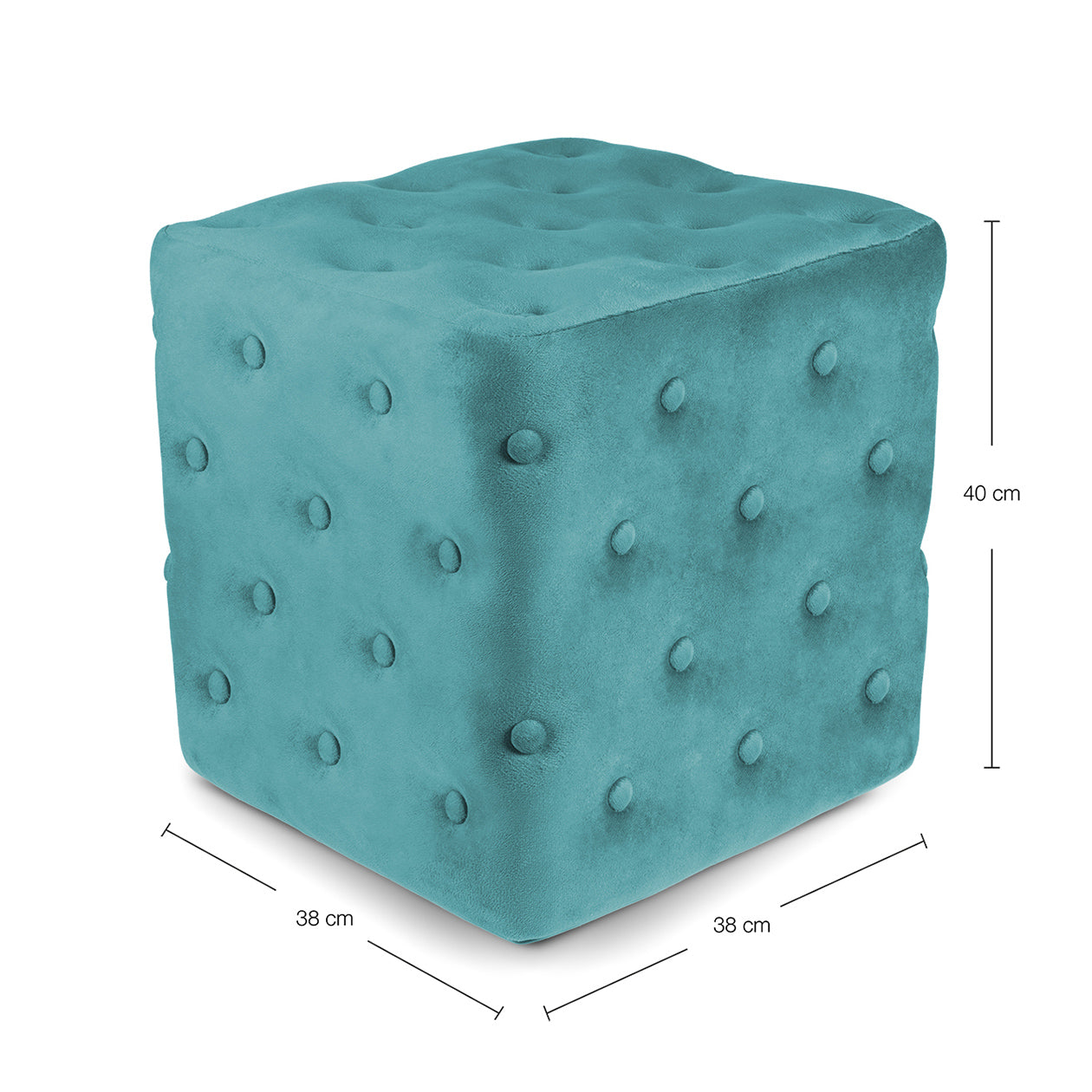 Pouf poggiapiedi quadrato, pouf divano in velluto verde petrolio mod.Otto