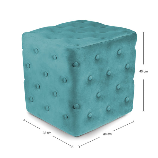 Pouf poggiapiedi quadrato, pouf divano in velluto verde petrolio mod.Otto