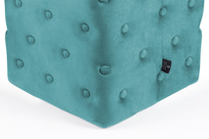 Pouf poggiapiedi quadrato, pouf divano in velluto verde petrolio mod.Otto