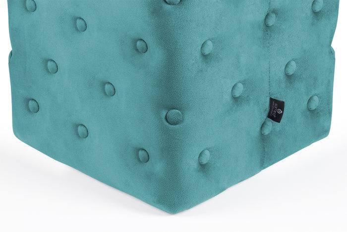 Pouf poggiapiedi quadrato, pouf divano in velluto verde petrolio mod.Otto