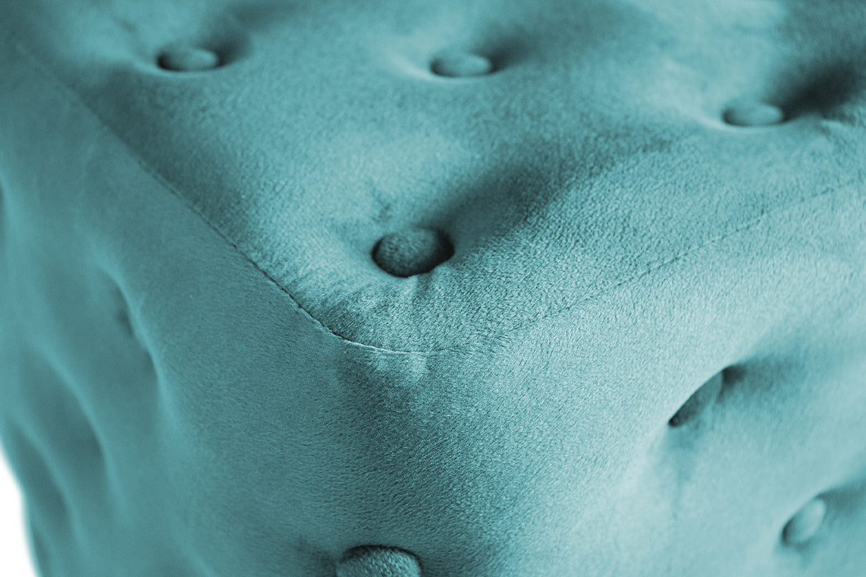 Pouf poggiapiedi quadrato, pouf divano in velluto verde petrolio mod.Otto