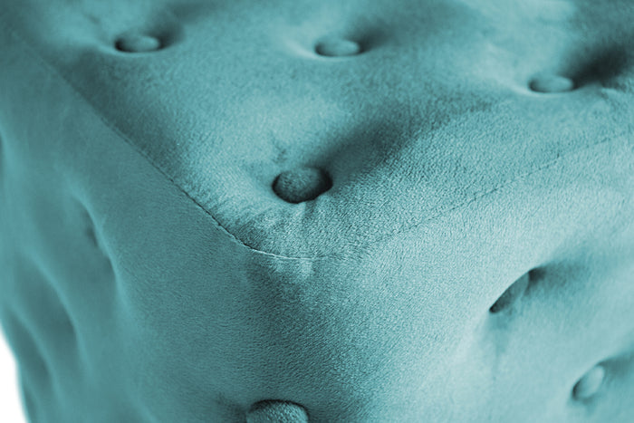 Pouf poggiapiedi quadrato, pouf divano in velluto verde petrolio mod.Otto