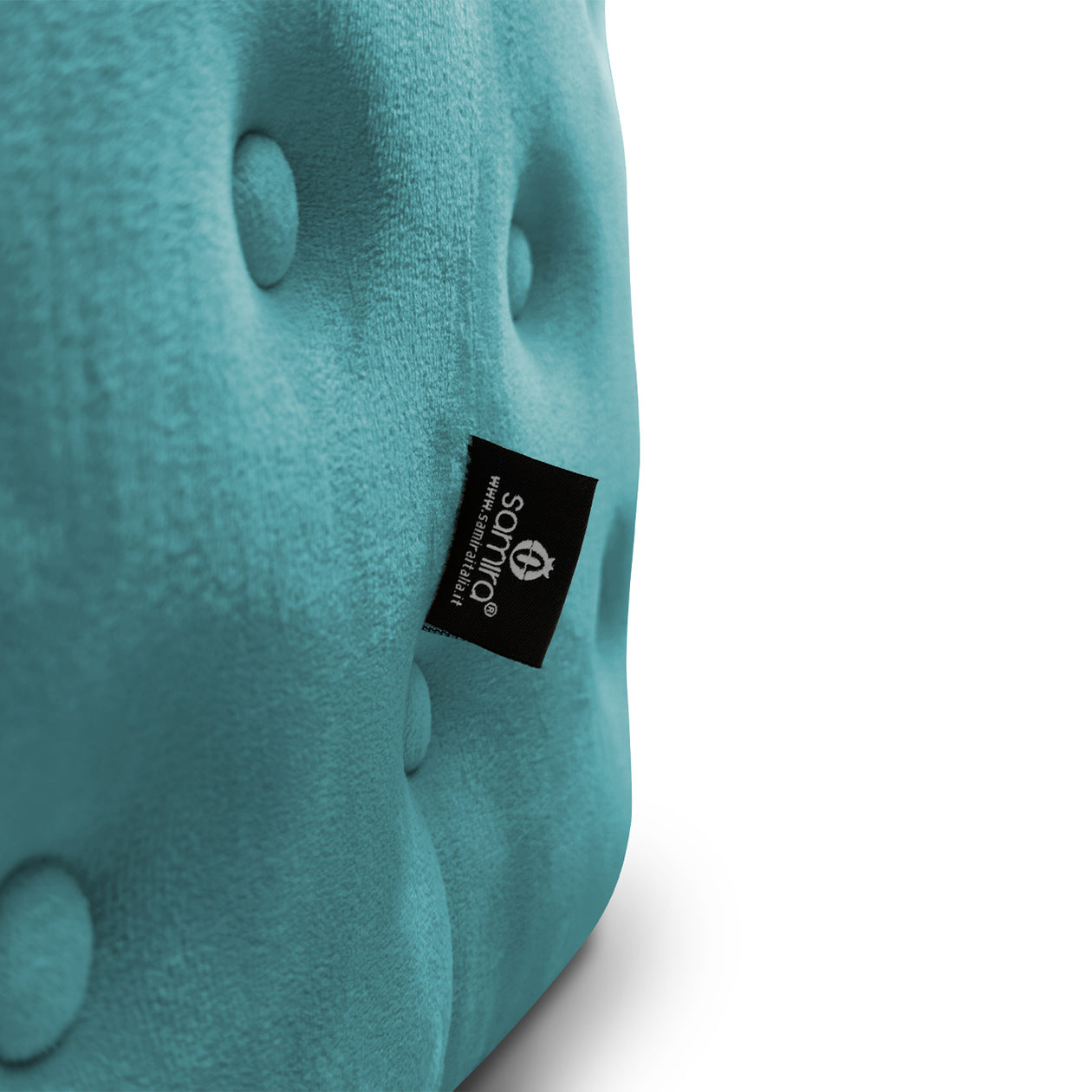 Pouf poggiapiedi quadrato, pouf divano in velluto verde petrolio mod.Otto