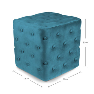 Pouf poggiapiedi quadrato, pouf divano in velluto blu petrolio mod.Otto