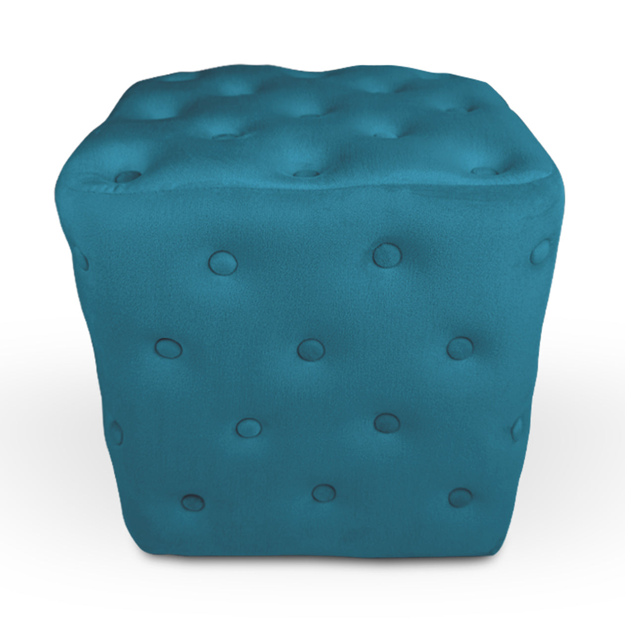 Pouf poggiapiedi quadrato, pouf divano in velluto blu petrolio mod.Otto