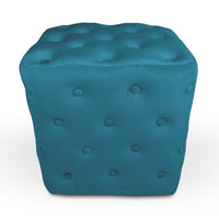 Pouf poggiapiedi quadrato, pouf divano in velluto blu petrolio mod.Otto