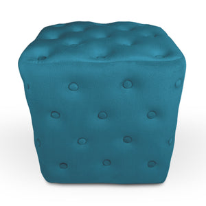 Pouf poggiapiedi quadrato, pouf divano in velluto blu petrolio mod.Otto