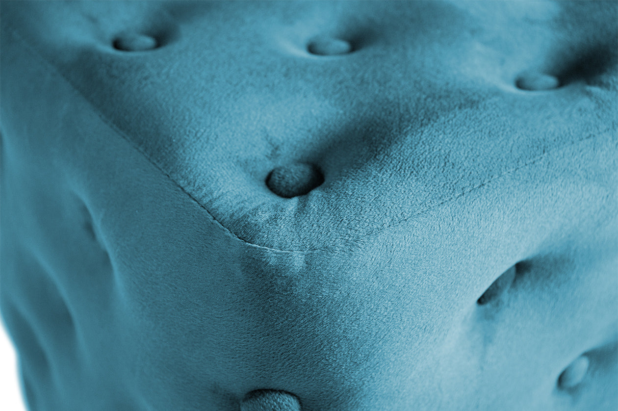 Pouf poggiapiedi quadrato, pouf divano in velluto blu petrolio mod.Otto