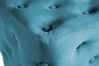 Pouf poggiapiedi quadrato, pouf divano in velluto blu petrolio mod.Otto