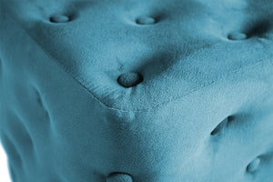 Pouf poggiapiedi quadrato, pouf divano in velluto blu petrolio mod.Otto