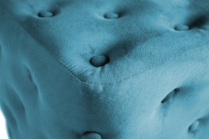 Pouf poggiapiedi quadrato, pouf divano in velluto blu petrolio mod.Otto