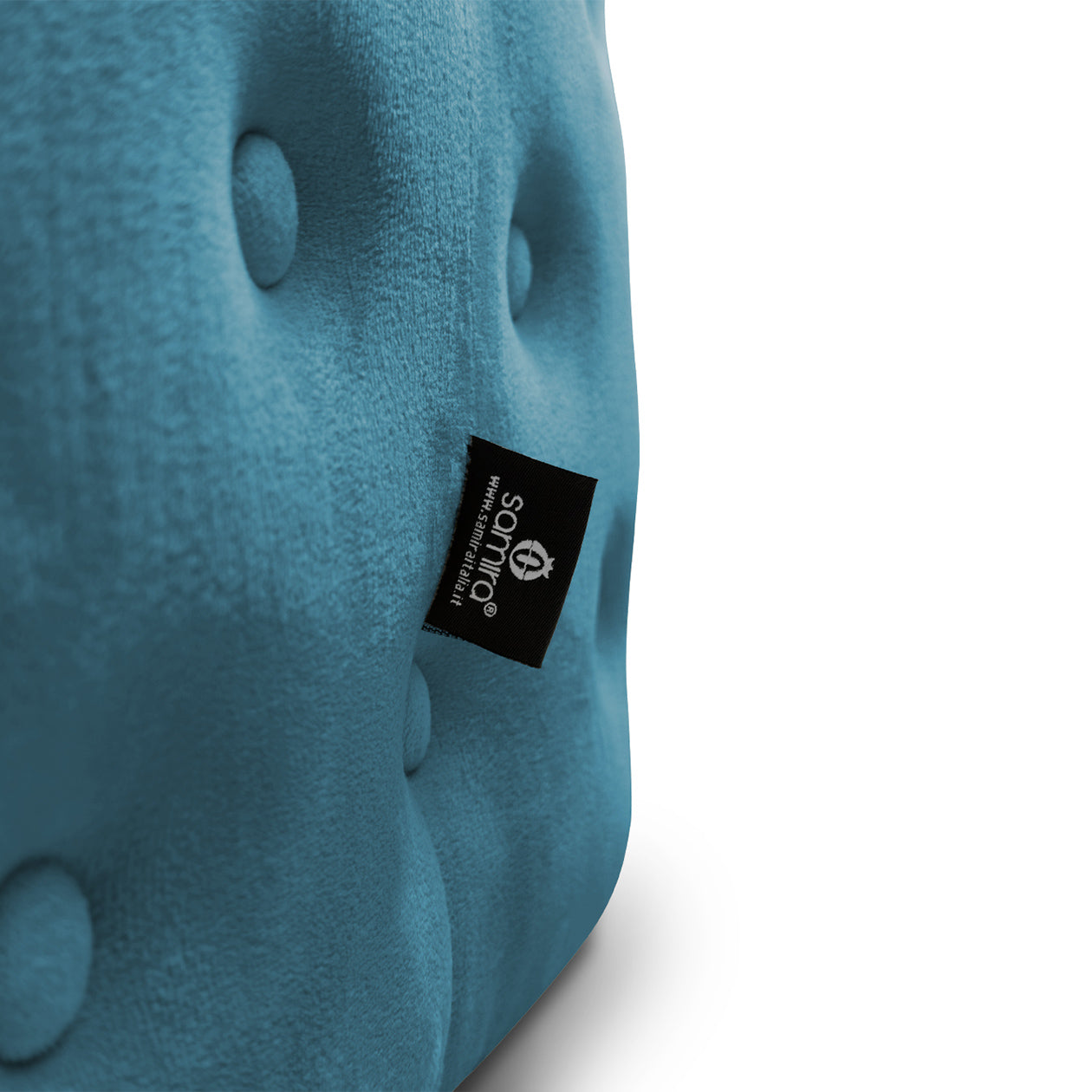 Pouf poggiapiedi quadrato, pouf divano in velluto blu petrolio mod.Otto