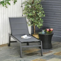 Sdraio da Giardino Reclinabile su 5 Livelli Rivestimento Imbottito, Alluminio e Texteline, 72x168x102cm Grigio