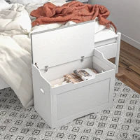 Panca Contenitore da 103L Multifunzione in Legno con Cuscino in Tessuto, 75x40x56cm, Bianco