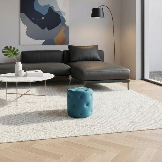 Pouf in velluto capitonnÃ© verde petrolio, poggiapiedi - Honey - PO26HO