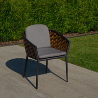 SINED Poltroncina Giardino Grafite in Alluminio e Wicker Cuscino Idrorepellente Struttura Impilabile e Resistente Modello ASTI