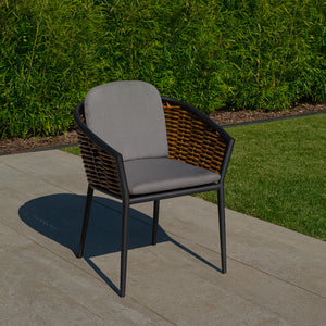 SINED Poltroncina Giardino Grafite in Alluminio e Wicker Cuscino Idrorepellente Struttura Impilabile e Resistente Modello ASTI