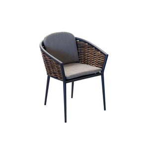 SINED Poltroncina Giardino Grafite in Alluminio e Wicker Cuscino Idrorepellente Struttura Impilabile e Resistente Modello ASTI