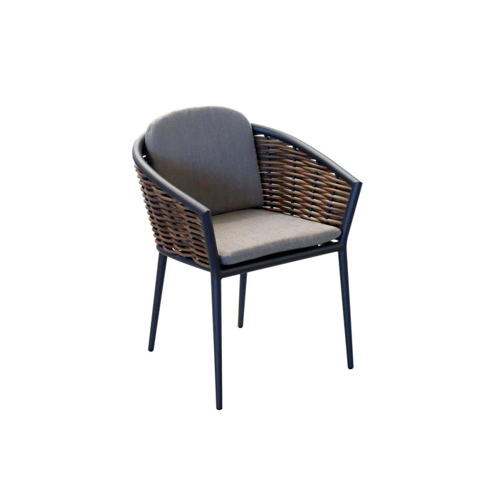 SINED Poltroncina Giardino Grafite in Alluminio e Wicker Cuscino Idrorepellente Struttura Impilabile e Resistente Modello ASTI