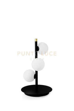 POMI' LAMPADA DA TAVOLO 3 LUCI NERO E PARTICOLARI ORO ATTACCO G9