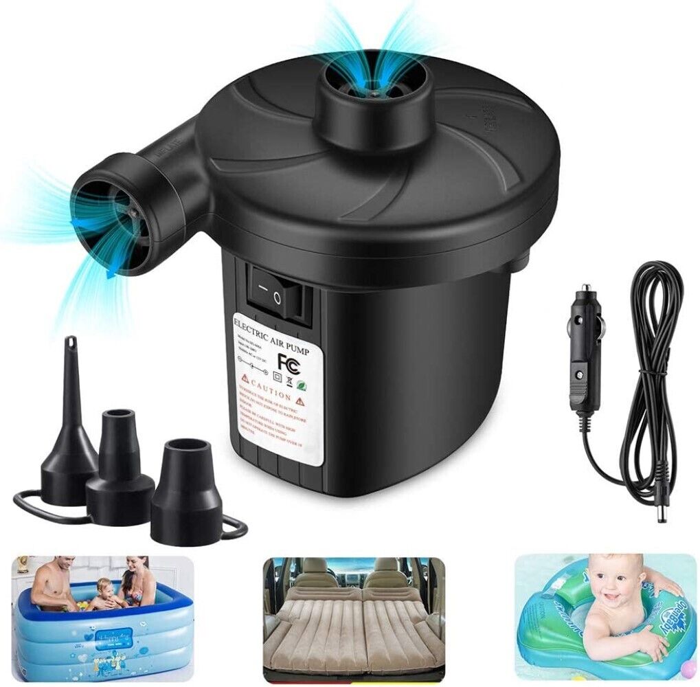 POMPA ELETTRICA 12V AUTO PER CANOTTI MATERASSINI GONFIA E SGONFIA 600 L/MIN
