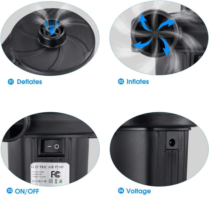 POMPA ELETTRICA 12V AUTO PER CANOTTI MATERASSINI GONFIA E SGONFIA 600 L/MIN