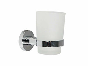 PORTA SPAZZOLINO DA DENTI MONTAGGIO MURO BAGNO CON BICCHIERE IN VETRO IN ACCIO