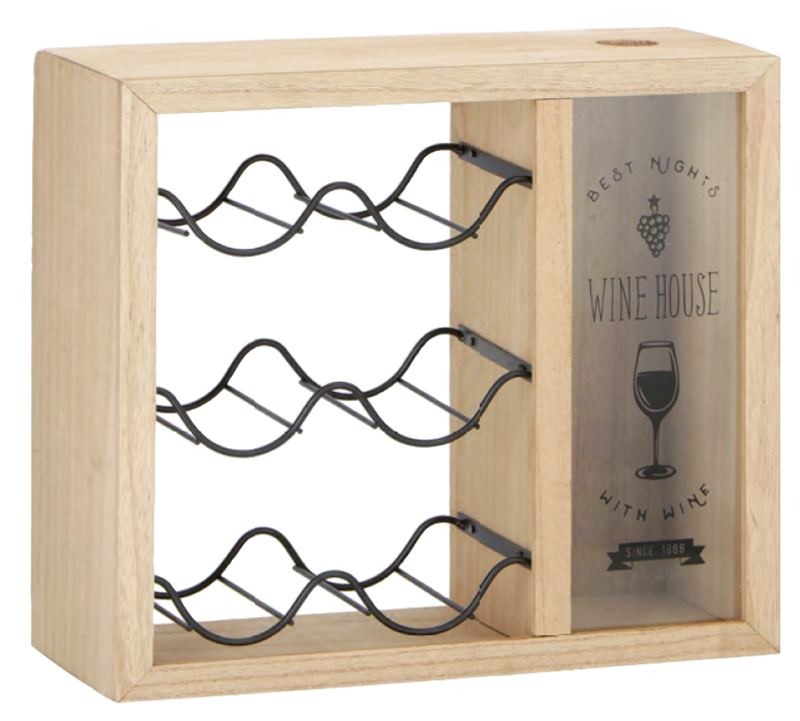 PORTABOTTIGLIE IN MDF E METALLO PER 6 BOTTIGLIE