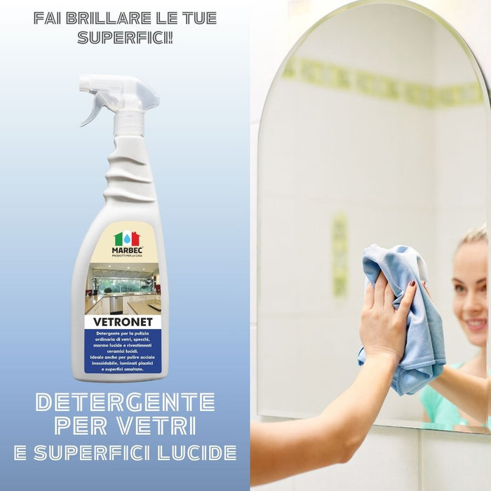 Come pulire i vetri e le superfici lucide VETRONET   750ML