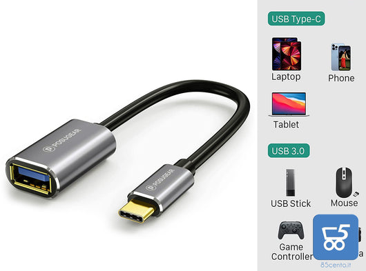 POSUGEAR Cavo OTG Type Cavo Adattatore OTG USB C Maschio a USB 3.0 Femmina 5 Gbps, Compatibile Huawei, Honor, Moto, Samsung, Oneplus, Sony, Xiaomi, Pocophone , Apple Tablet e Notebook