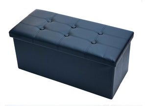 Pouf Contenitore Imbottito Pieghevole In Ecopelle Modello Double Colore Nero