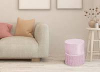 Pouf Salotto/Camera Con Frangette Imbottito Modello Velvet Malibù Tinta Unita - Pouf - Cipria