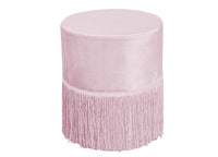 Pouf Salotto/Camera Con Frangette Imbottito Modello Velvet Malibù Tinta Unita - Pouf - Cipria