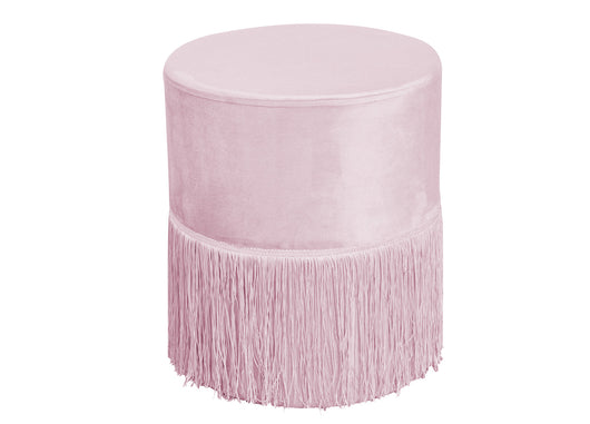 Pouf Salotto/Camera Con Frangette Imbottito Modello Velvet Malibù Tinta Unita - Pouf - Cipria