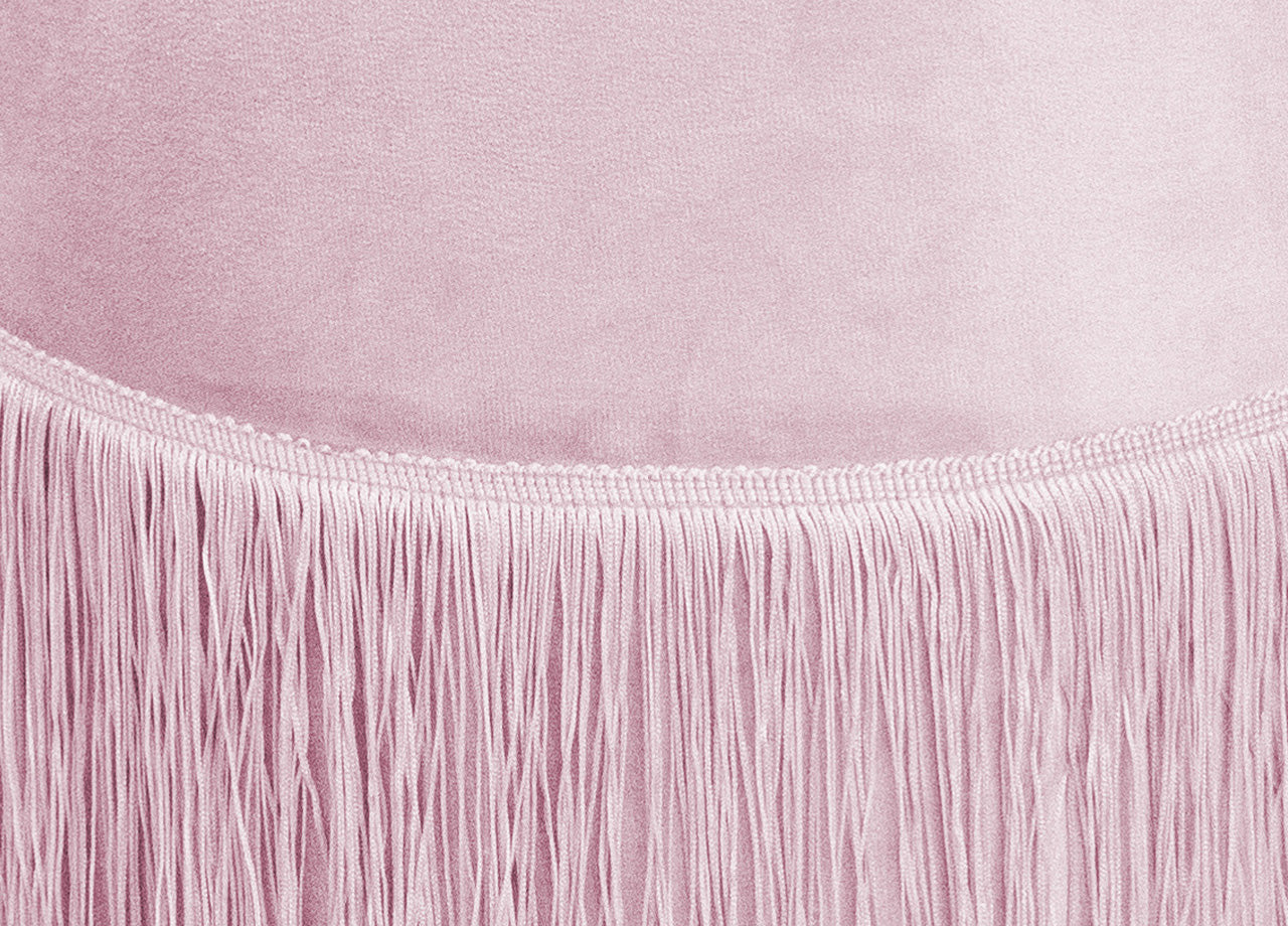 Pouf Salotto/Camera Con Frangette Imbottito Modello Velvet Malibù Tinta Unita - Pouf - Cipria