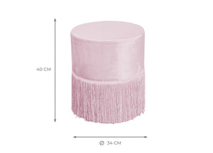 Pouf Salotto/Camera Con Frangette Imbottito Modello Velvet Malibù Tinta Unita - Pouf - Cipria