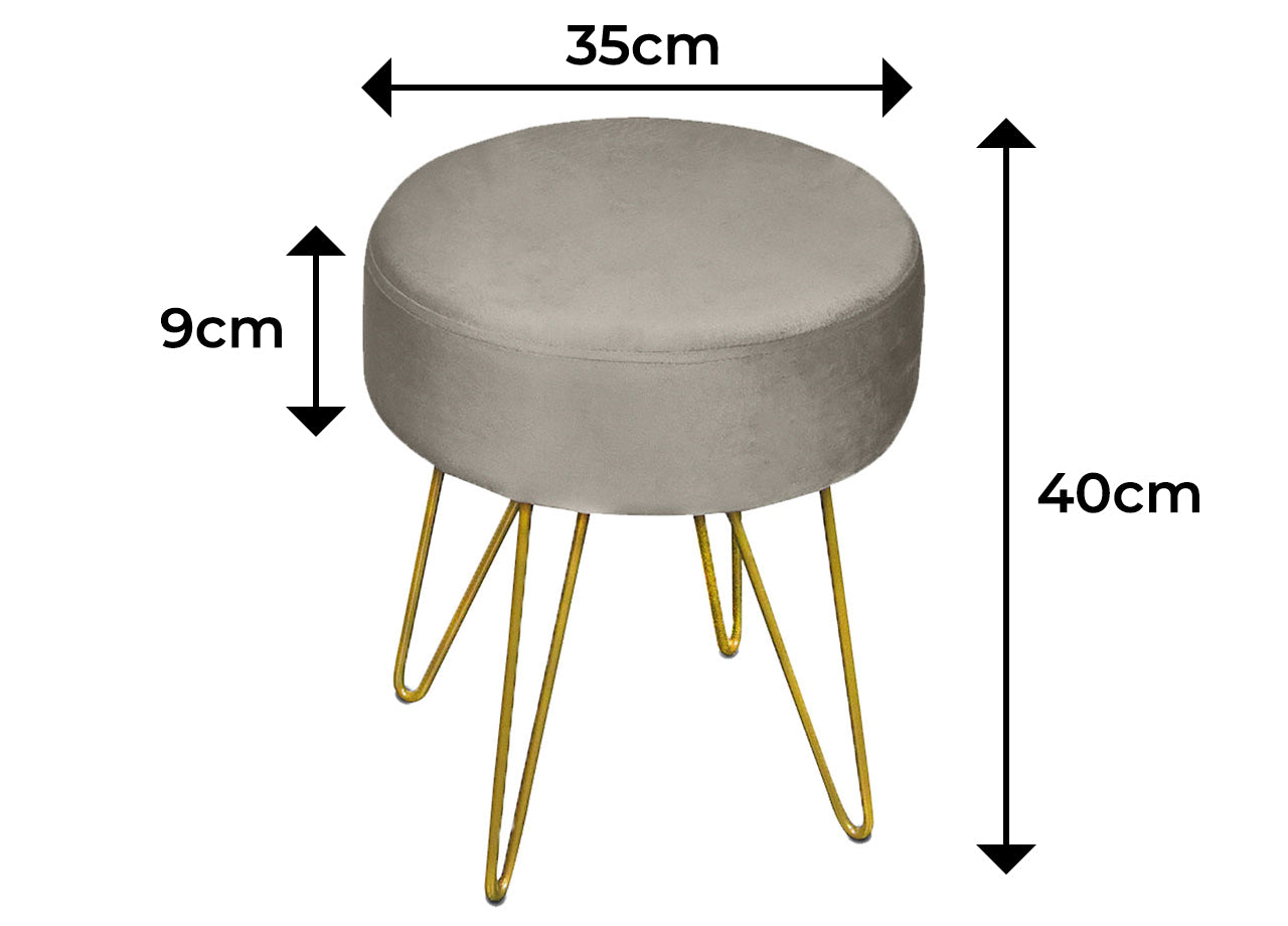 Pouf Salotto/Camera Rotondo Design Moderno Modello Velvet In Tinta Unita - Pouf - Rosa Antico