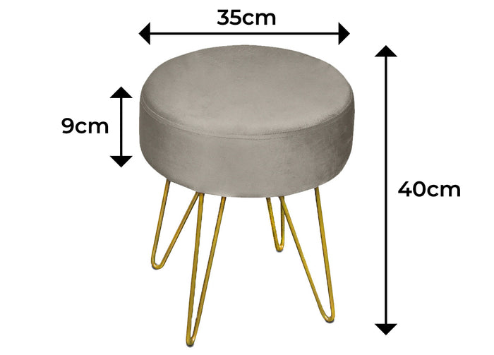 Pouf Salotto/Camera Rotondo Design Moderno Modello Velvet In Tinta Unita - Pouf - Rosa Antico