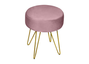 Pouf Salotto/Camera Rotondo Design Moderno Modello Velvet In Tinta Unita - Pouf - Rosa Antico
