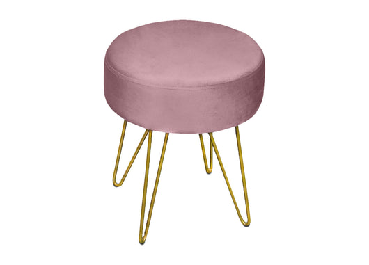 Pouf Salotto/Camera Rotondo Design Moderno Modello Velvet In Tinta Unita - Pouf - Rosa Antico