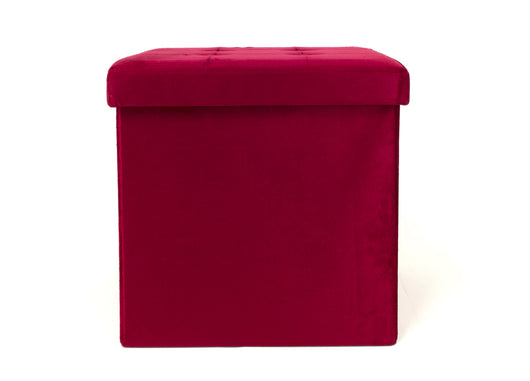 Pouf Contenitore Imbottito Pieghevole Modello Velvet Colore Bordeaux