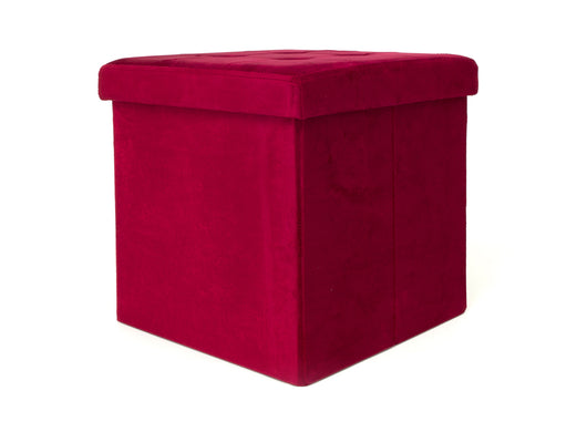 Pouf Contenitore Imbottito Pieghevole Modello Velvet Colore Bordeaux