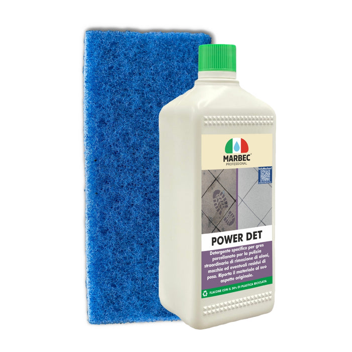 Come pulire il gres porcellanato POWER DET   1LT + Tampone Blu
