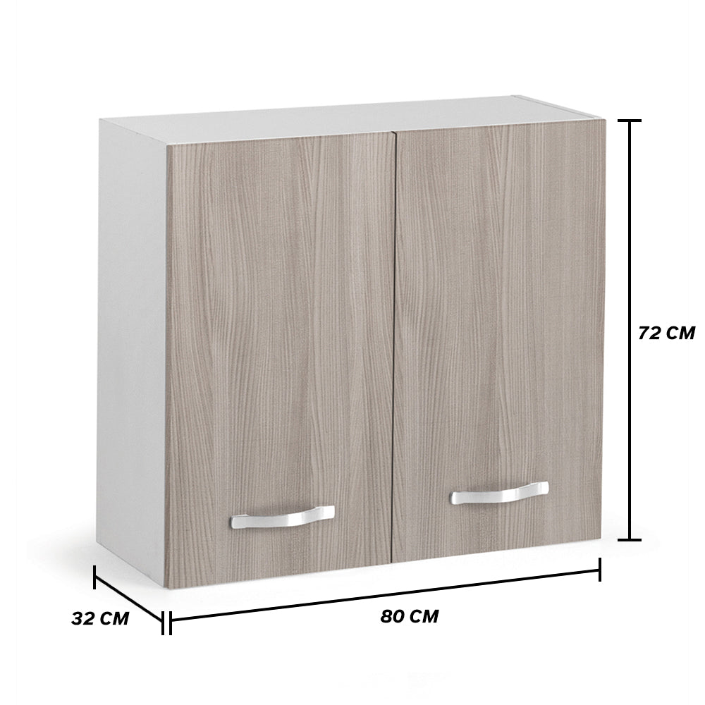 Pensile colapiatti per cucina componibile da 80 cm con due ante, realizzata in legno 100% MADE IN ITALY colore Olmo